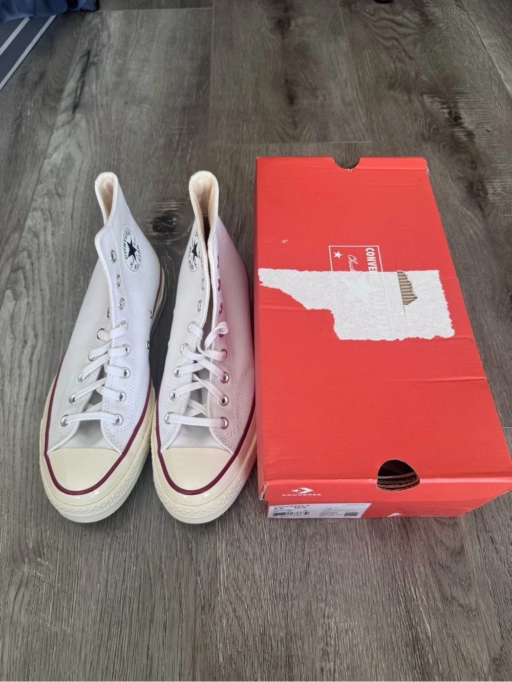 Men 8.5 Women 10.5 - Converse Chuck 70 Canvas High Top White Garnet Egret Ivory